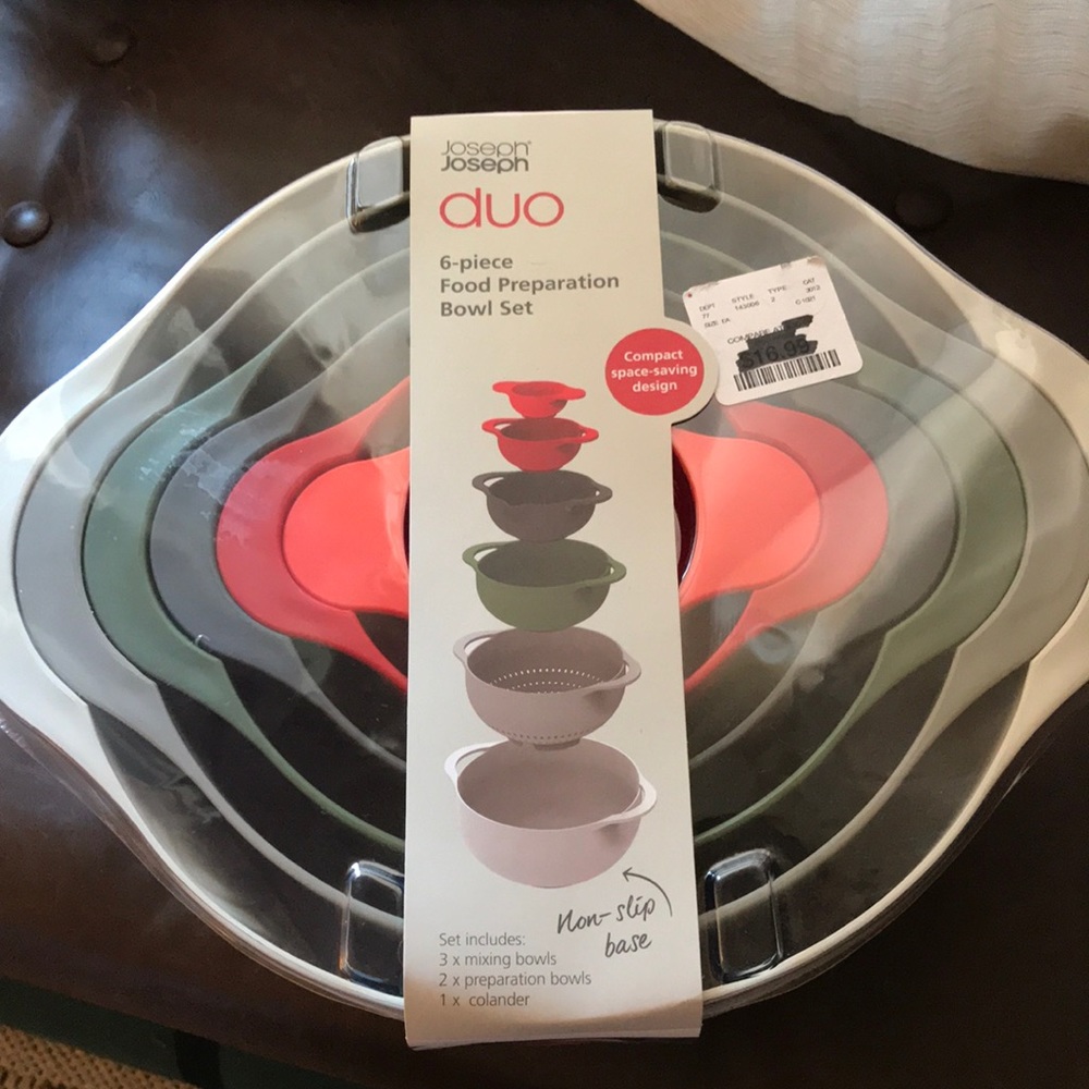 joseph joseph duo 6-piece food preparation bowl set *nwt*